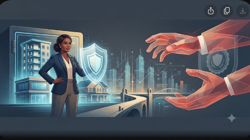 Современная иллюстрация на тему защиты инвестиций в недвижимость от конфискации активов в 2026 году